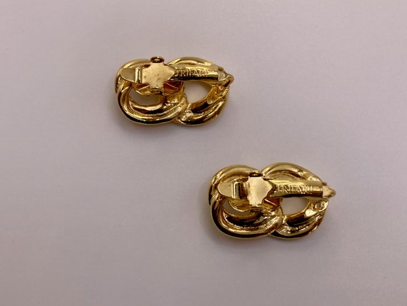 Vintage Trifari Double Loop Gold-Toned Clip Earri… - image 10