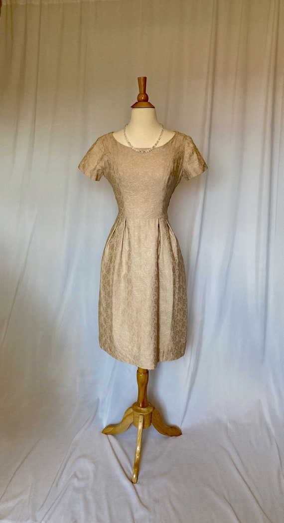1950s Champagne Sheath Cocktail Party Dress Handmade Rose Embroidery - Etsy