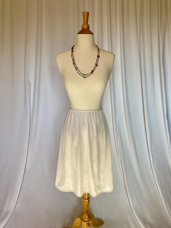 Vintage 1980s Sears White Half Slip Open Back