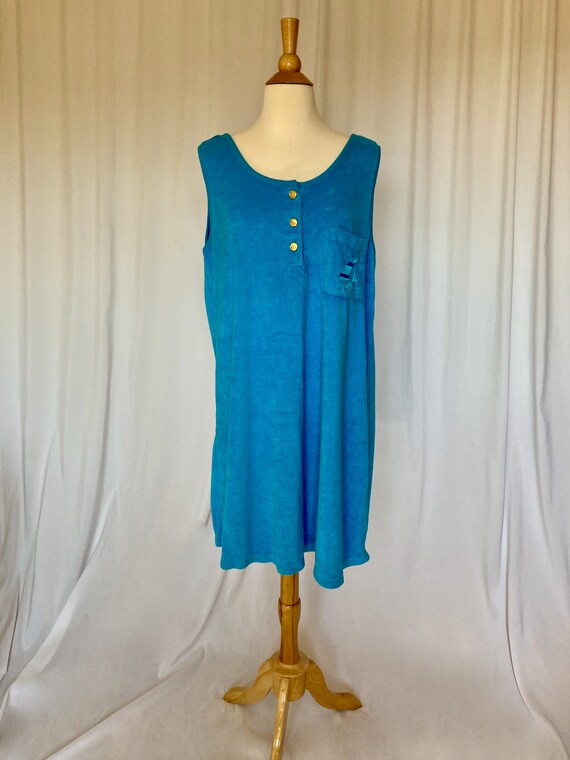 Vintage 80s / 90s Sears "Beached" Blue Terrycloth… - image 10