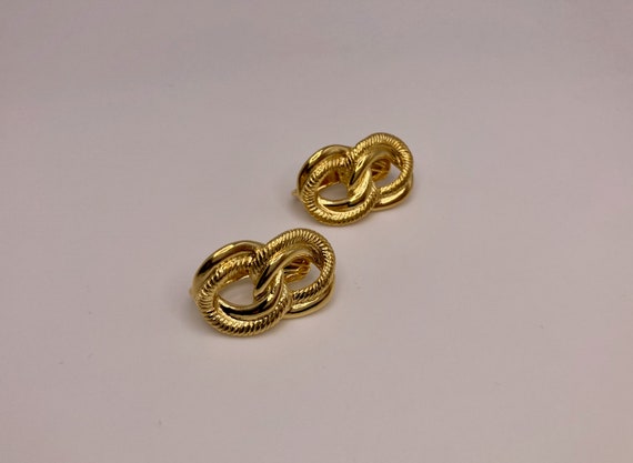 Vintage Trifari Double Loop Gold-Toned Clip Earri… - image 6