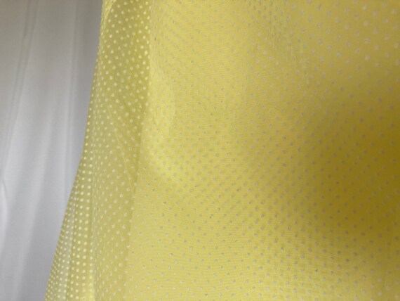 Vintage 1970s Yellow Polka Dot Flutter Sleeve Max… - image 8