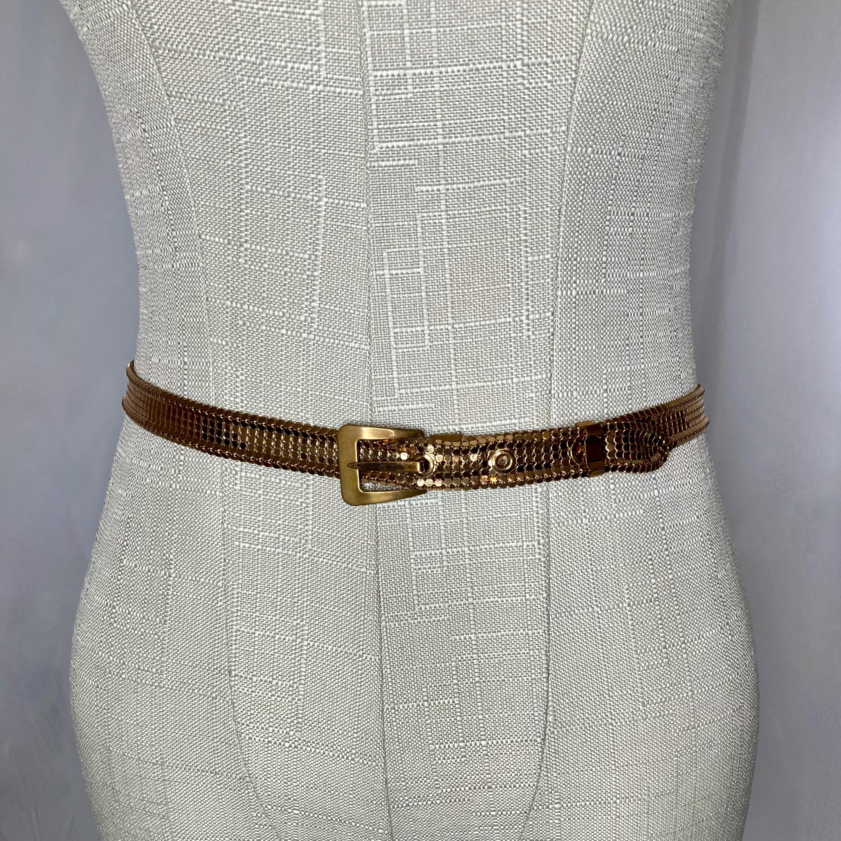 Gold tone vintage chainmail/snakeskin/Mesh Belt Vintage WHITING & DAVIS CO GOLDTONE METALLIC MESH BELT EUC  main image 2