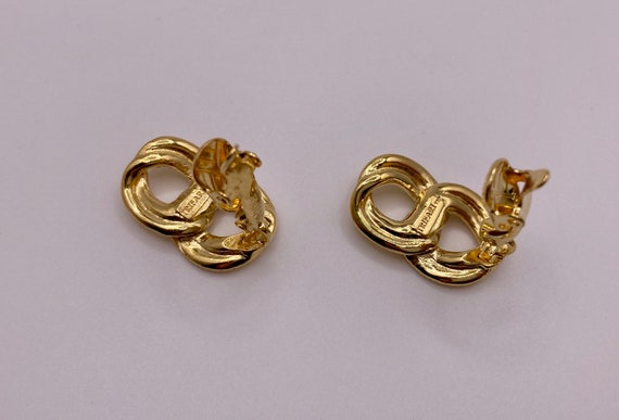 Vintage Trifari Double Loop Gold-Toned Clip Earri… - image 7