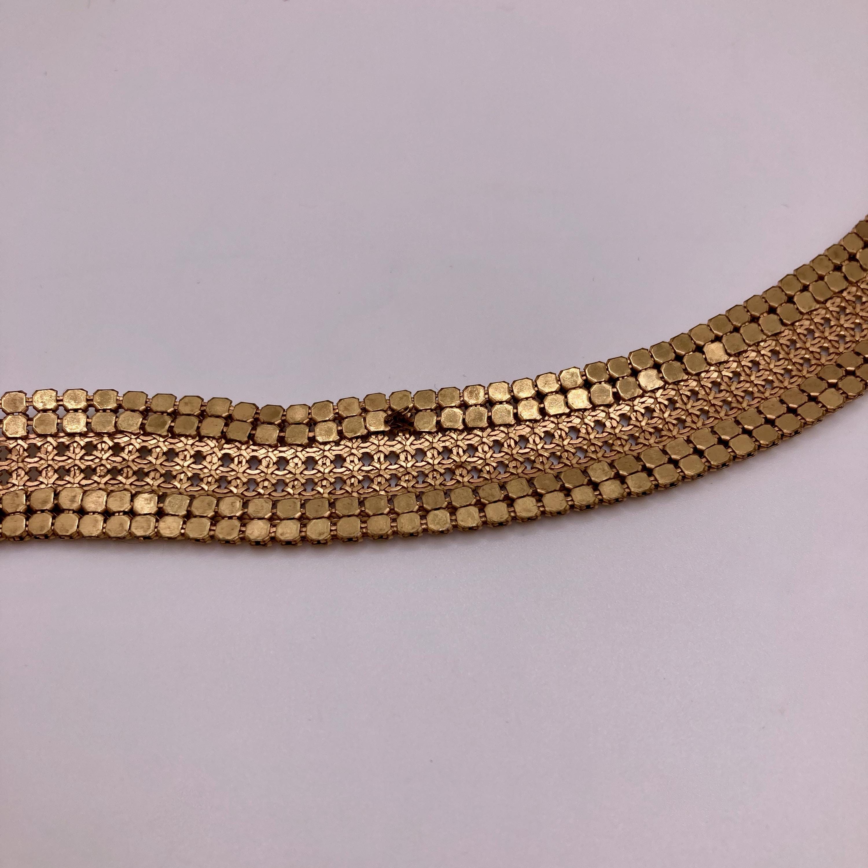 Vintage Whiting and Davis Gold Tone Chainmail Belt Schaffer  display picture 2