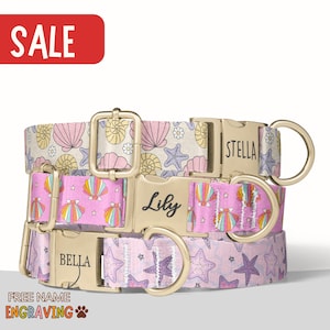 Seashell Dog Collar Personalized Mermaid Dog Collar with Name Starfish Dog Collar Girl Boy Dog Collar Engraved Pet Name Collar Summer PP-79