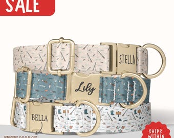 Fishing Dog Collar Personalized Gone Fishing Dog Collar with Name Boy Dog Collar Summer Beach Dog Collar Leash Set Puppy Dog Gift PP-146