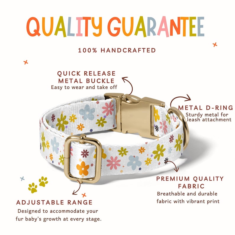 a white dog collar with flowers on it