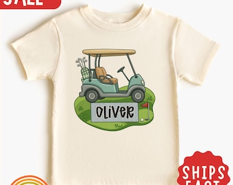 Personalized Golf Toddler Shirt, Custom Name Golf Cart Kids Tee, Future Golfer Shirt, Golf Buddy Name Gift, Golfing Toddler Tee