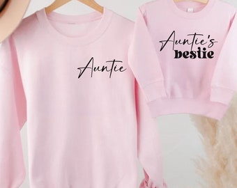 Personalized Auntie Niece Nephew Matching Sweatshirt Aunties Bestie Matching Set Aunt and Baby Outfit Gift from Aunt to Nephew Niece Toddler