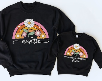 Personalized Auntie's Bestie Matching Set Auntie Niece Nephew Matching Sweatshirt Aunt and Baby Outfit Gifts from Aunt Nephew Niece Toddler