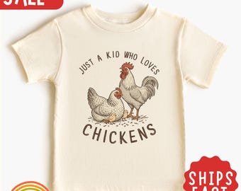 Solo un bambino che ama i polli Maglietta per bambini amanti dei polli Regalo per bambini Maglietta da fattoria per bambini piccoli, Maglietta carina con polli per bambini, Maglietta divertente con animali da fattoria, Regalo per bambini piccoli
