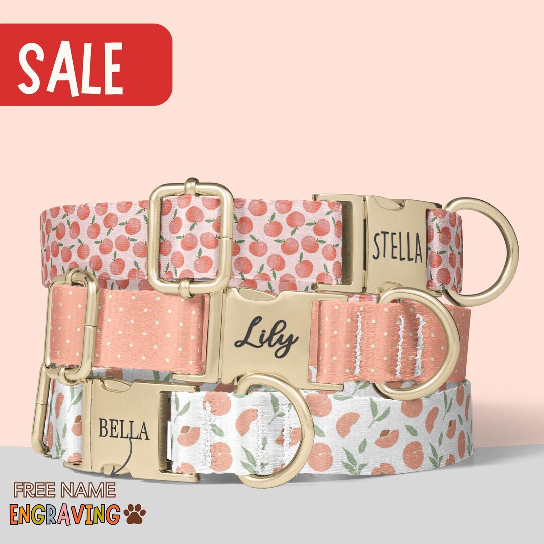 Peach Dog Collar Personalized Fruit Peach Dog Collar Girl Custom