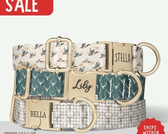 Hunting Dog Collar Personalized Mallard Duck Dog Collar with Name Boy Dog Collar Woodland Antler Dog Collar Leash Set Engraved Collar PP-135