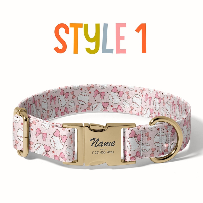 Baseball Dog Collar Personalized Sport Dog Collar with Name Girl Boy Dog Collar Engraved Pet Name Baseball ID Tag Name Baseball Gift PP-56 image 2