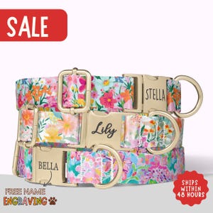 Soft Pink Floral Dog Collar, Bow & Lead Set | Dash Of Hounds