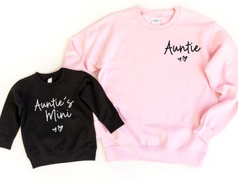 Auntie And Niece Matching Sweatshirt Aunt and Baby Outfit Matching Auntie and Mini Sweatshirt Auntie and Me Bestie Toddler Sweatshirt