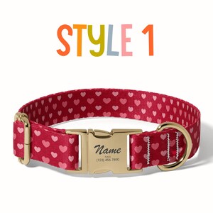 Heart Dog Collar Leash Set Pink Valentine Dog Collar Love Dog Collar With Name Valentine Heart Custom Dog Collar Valentine's Day Gift PP-28 image 2