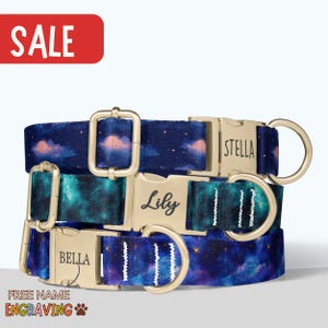 Starry Night Dog Collar Constellation Stars Engraved Name Dog Collar Matching Leash Set Gift For Girl Dog Boy Dog Collar Gift PP-70
