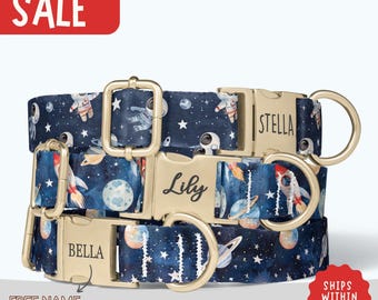 Boy Dog Collars Personalized Dog Collar with Name Space Dog Collar Planet Dog Collar Out in Space Dog Collar Galaxy Dog Collar Leash PP-461