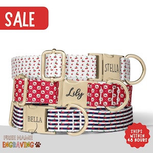 Cherry Dog Collar Personalized Red Cherry Dog Collar with Name Girl Dog Collar Leash Set Engraved Dog Collar Dog Gift PP-127