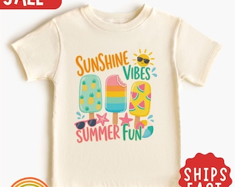 Maglietta per bambini Sunshine Vibes Summer Fun, maglietta per bambini con simpatici ghiaccioli, maglietta per bambini per le vacanze estive, maglietta per bambini da spiaggia, maglietta per bambini per le pause estive