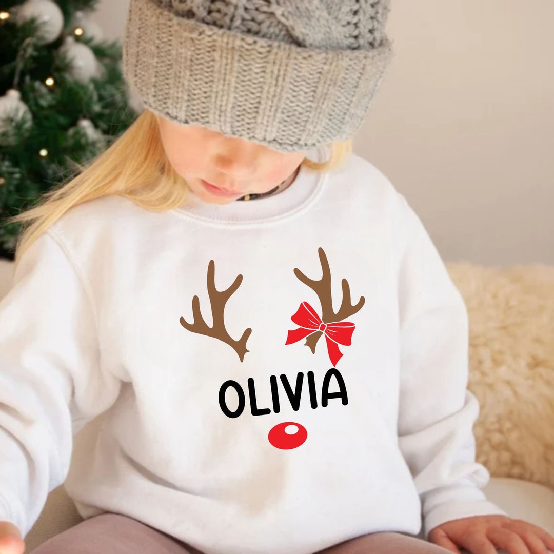 Personalized Christmas Toddler Reindeer Sweatshirt Custom Etsy