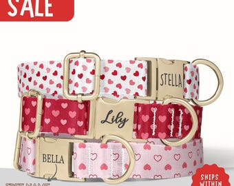 Heart Dog Collar Leash Set Pink Valentine Dog Collar Love Dog Collar With Name Valentine Heart Custom Dog Collar Valentine's Day Gift PP-28