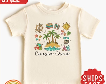 Maglietta personalizzata per bambini "Cousin Crew", maglietta estiva da spiaggia per bambini, maglietta coordinata per cugini, maglietta per vacanze in famiglia, maglietta per viaggi al mare per bambini