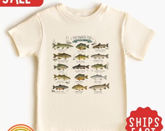 Freshwater Fish Toddler Shirt, Fish Field Guide Kids Tee, Future Fisherman Shirt, Fishing Chart Tee, Lake Fish Species,