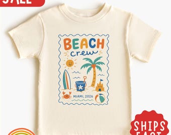 Personalized Beach Crew Kid Shirt Beach Vacation Kids Tee Summer Trip Shirt, Family Beach Toddler Tee Baby Beach Trip T-Shirt