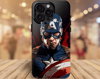 Amerikanischer Verteidiger: Superhero iPhone Hülle für iPhone 15, 14, 13, 12, 11 Pro Max, Mini, Plus, X, 8, 7, SE, Samsung S24 Ultra, S23, S22, S21 FE