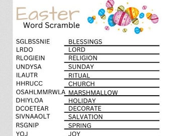 Easter Word Scrambles and Word Searches, Printable Activities and Games