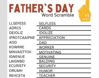 Father&#39;s Day Word Scrambles and Word Searches, Printable Activities and Games