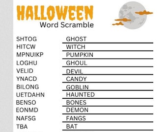 Halloween Word Scrambles and Word Searches, Printable Activities and Games