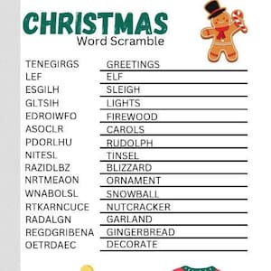 Christmas Word Scrambles and Word Searches, Printable Activities and Games