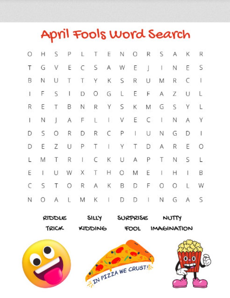 April Fools Day Word Scrambles and Word Searches, Printable Activities ...