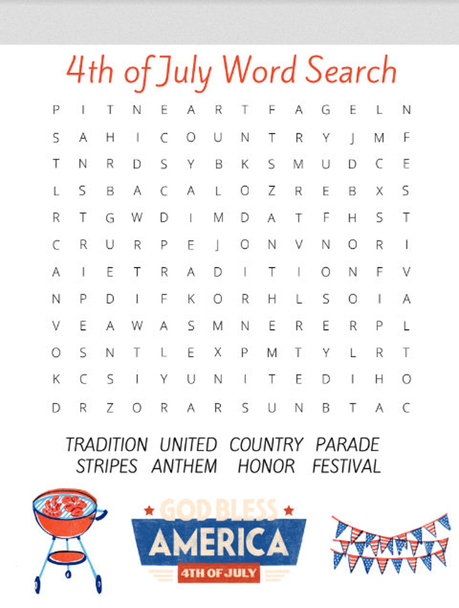4th of July Word Scrambles and Word Searches, Printable Activities and