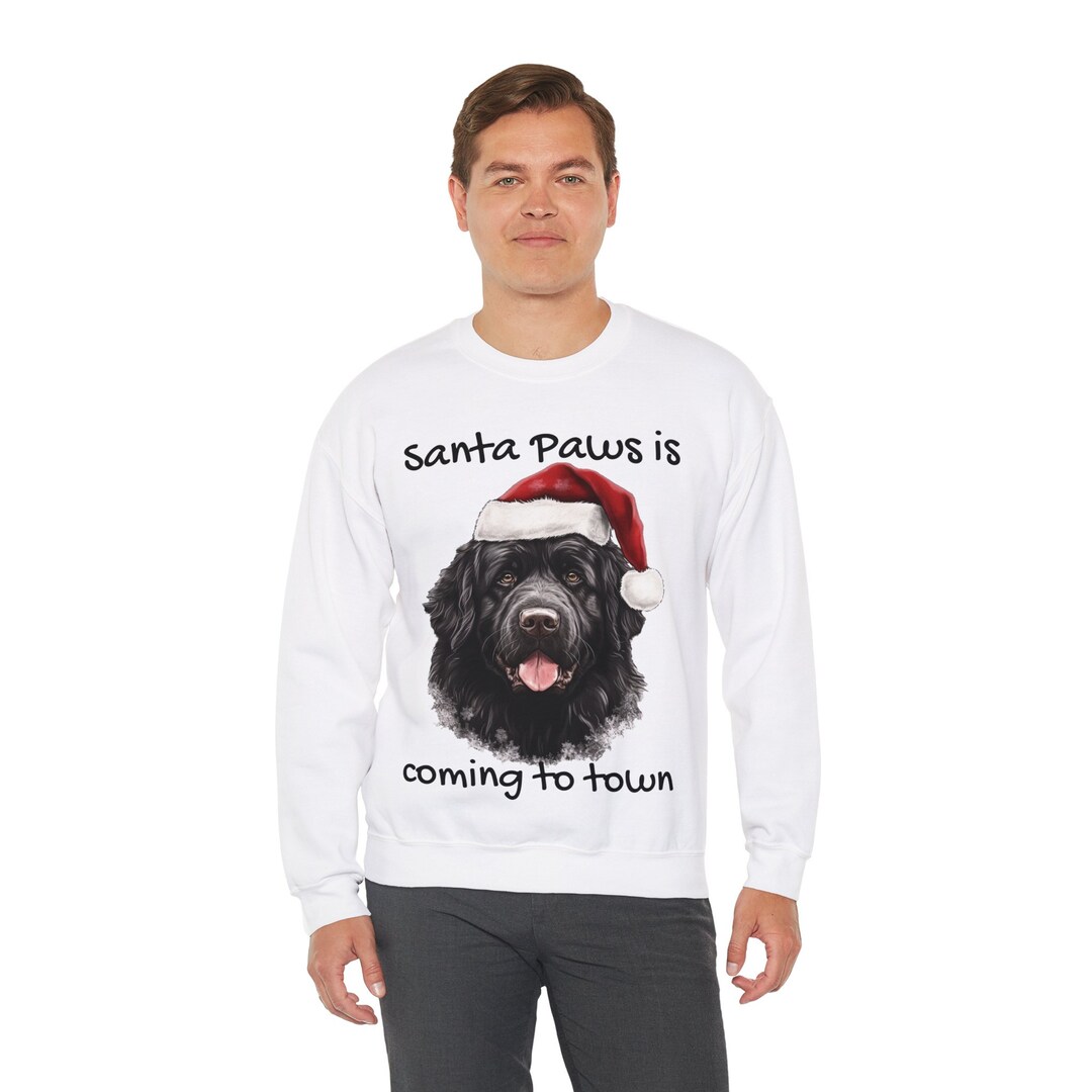 Funny Newfoundland Dog Santa Hat Christmas Sweater Woofmas Etsy