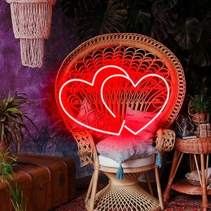 Double Heart Led Neon Sign Valentine's Day Light Sign Valentine Neon Wall Art Wedding Table love Heart Decoration Sign Personalized Gifts