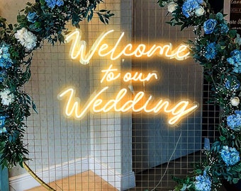 Welcome To Our Wedding Neon Sign Wedding Backdrop Wedding Reception Sign Welcome To The Madhouse Neon Sign Personalized Gift Wall Room Décor