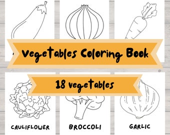 Vegetables coloring Book Pages for Kids and Children – Vegetables coloring Challenge like, Garlic, Broccoli, Onion, Carrot, Pumpkin +more