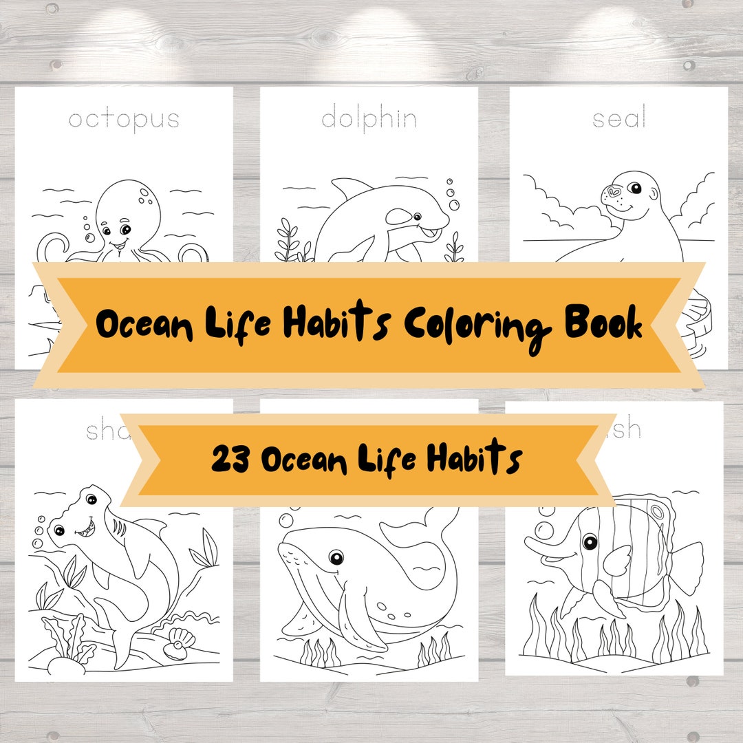 Ocean Life Habitat Coloring Book Pages for Kids Ocean Life Habitat Coloring Book, Like Seahorse ...