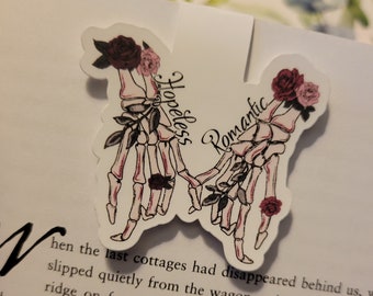 Hopeless Romantic Magnetic Bookmark, Magnetic Bookmark, Gift for readers, Bookish, Skeleton Hands Bookmark, Hopeless Romantic