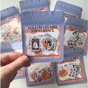 Halloween Mini Sticker Pack, Spooky laptop decals, Kindle accessories, Reader gift