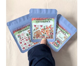 Christmas Themed Mini Sticker Pack, Filler Stickers, Kindle Decor, Festive Mini Stickers, Stocking Stuffer