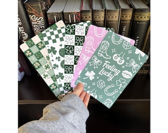 St. Patrick's Day Kindle Inserts, Green Aesthetic E-Reader Accessory, Lucky Bookworm Gift