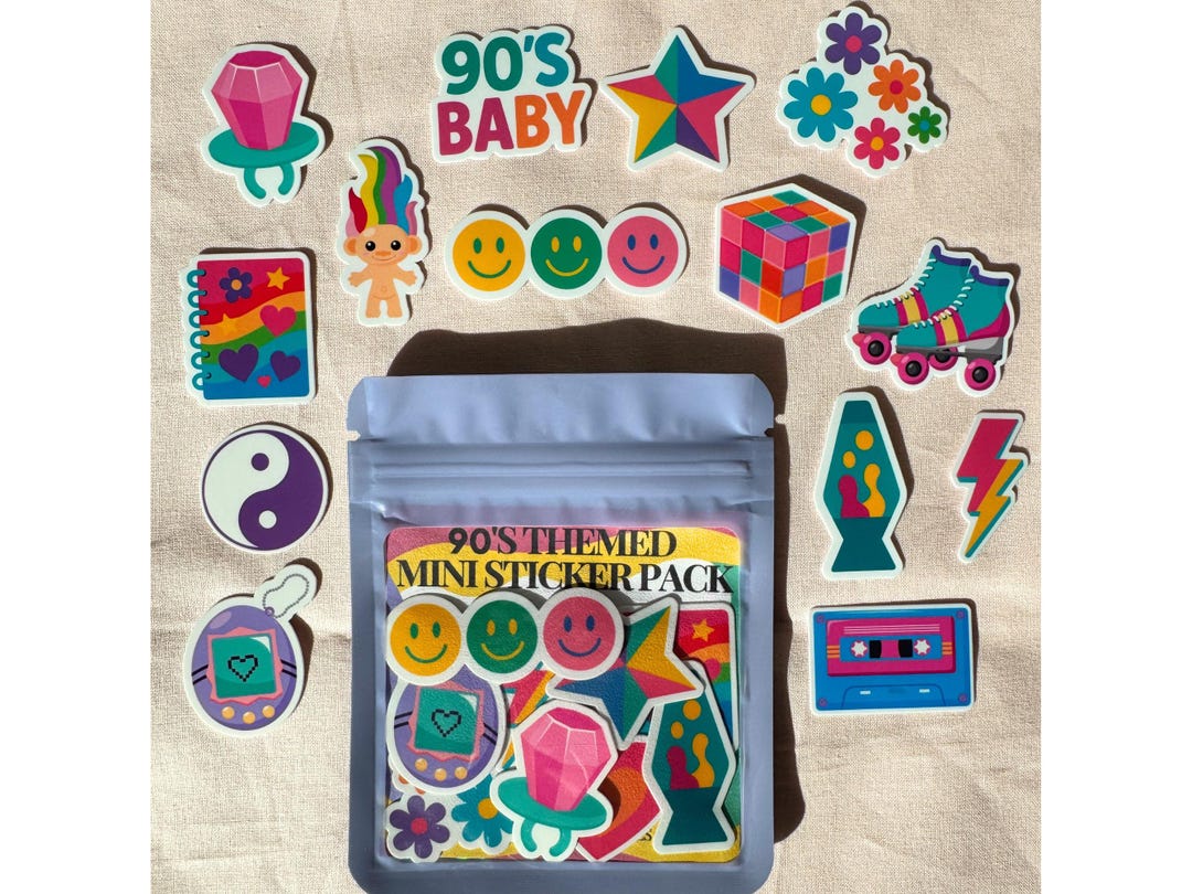 90's Themed Mini Sticker Pack, Mini Stickers, Filler Stickers, Kindle ...