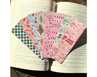 Christmas Themed Bookmarks, Stocking Stuffer For Book Lovers, Festive Themed, Cozy Reading Gifts, Bows, Handmade