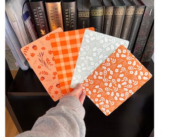 Fall Kindle Insert, Autumn Floral and Gingham Kindle Case Insert, Orange E-Reader Decor, Cozy Reading Accessory, Book Lover Gift